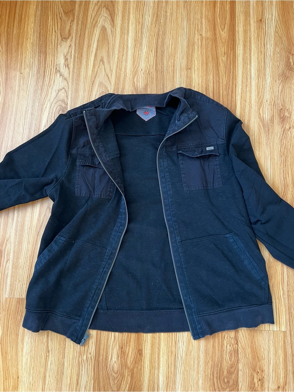 Men's Black Zip-Front Utility Jacket